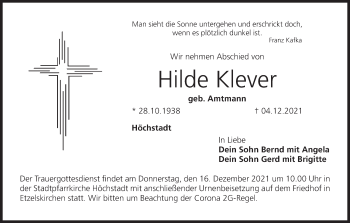 Anzeige von Hilde Klever von MGO