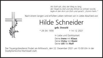 Anzeige von Hilde Schneider von MGO