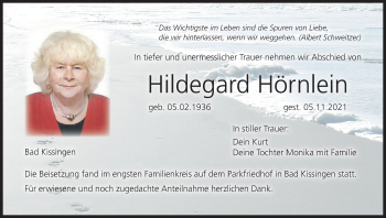 Anzeige von Hildegard Hörnlein von MGO
