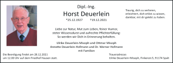 Anzeige von Horst Deuerlein von MGO