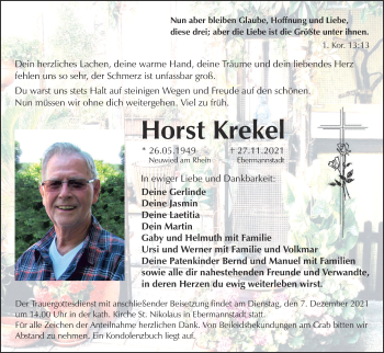 Anzeige von Horst Krekel von MGO