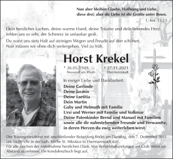 Anzeige von Horst Krekel von MGO