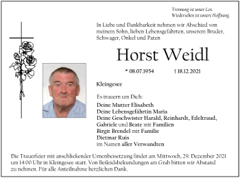 Anzeige von Horst Weidl von MGO
