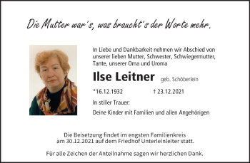 Anzeige von Ilse Leitner von MGO