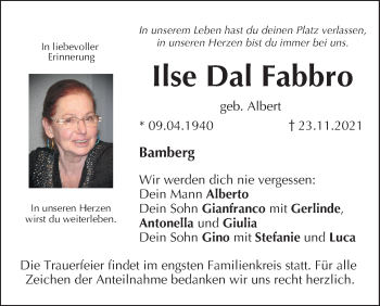 Anzeige von Ilse Dal Fabbro von MGO