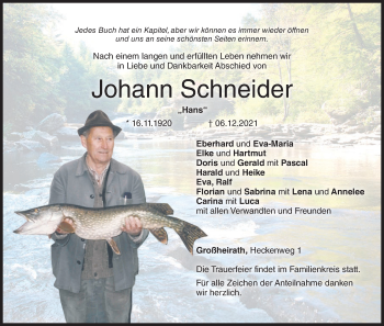Anzeige von Johann Schneider von MGO