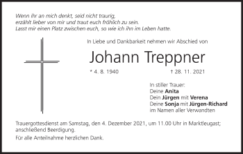 Anzeige von Johann Treppner von MGO