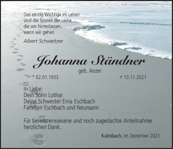 Anzeige von Johanna Ständner von MGO