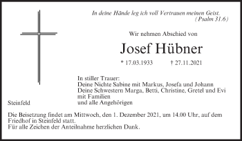 Anzeige von Josef Hübner von MGO