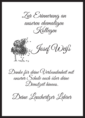 Anzeige von Josef Weiß von MGO