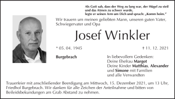 Anzeige von Josef Winkler von MGO