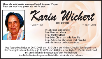 Anzeige von Karin Wichert von MGO