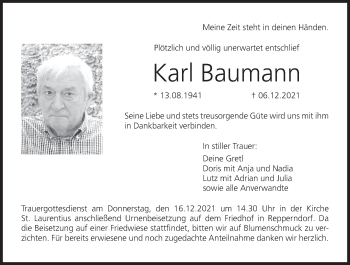 Anzeige von Karl Baumann von MGO