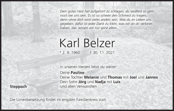 Anzeige von Karl Belzer von MGO
