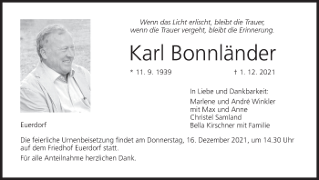 Anzeige von Karl Bonnländer von MGO