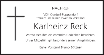 Anzeige von Karlheinz Reck von MGO