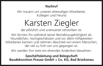 Anzeige von Karsten Ziegler von MGO