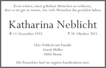 Anzeige von Katharina Neblicht von MGO