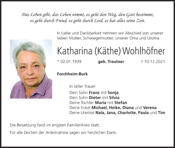 Anzeige von Katharina Wohlhöfner von MGO