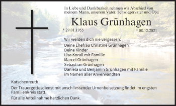 Anzeige von Klaus Grünhagen von MGO