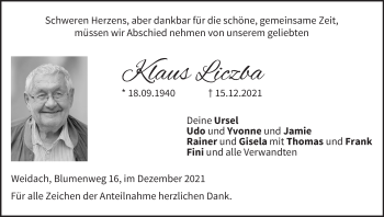 Anzeige von Klaus Liczba von MGO