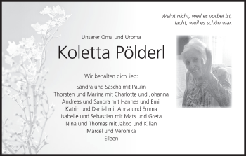 Anzeige von Koletta Pölderl von MGO