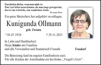 Anzeige von Kunigunda Ollmann von MGO