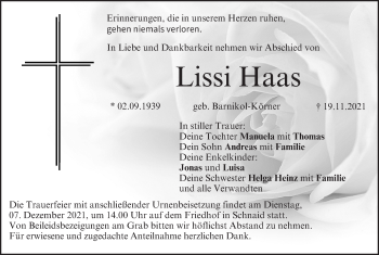 Anzeige von Lissi Haas von MGO