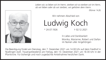 Anzeige von Ludwig Koch von MGO