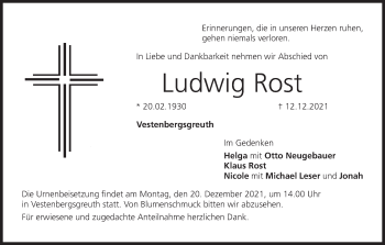 Anzeige von Ludwig Rost von MGO
