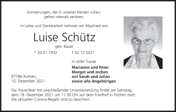 Anzeige von Luise Schütz von MGO