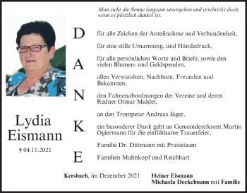 Anzeige von Lydia Eismann von MGO