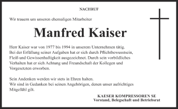 Anzeige von Manfred Kaiser von MGO