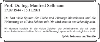 Anzeige von Manfred Sellmann von MGO