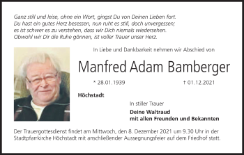 Anzeige von Manfred Adam Bamberger von MGO