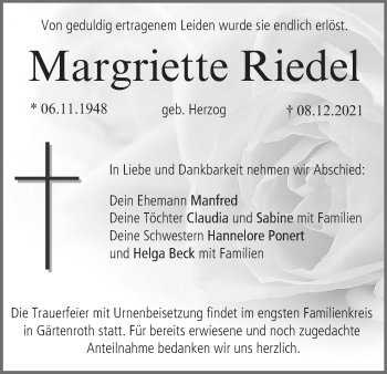 Anzeige von Margriette Riedel von MGO