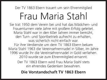 Anzeige von Maria Stahl von MGO