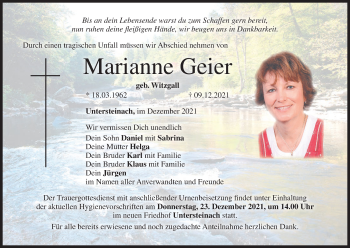 Anzeige von Marianne Geier von MGO