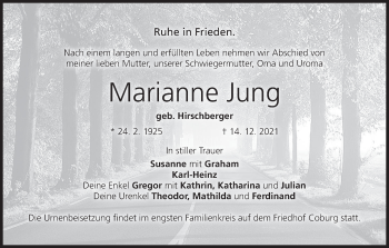 Anzeige von Marianne Jung von MGO