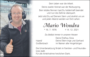 Anzeige von Mario Wondra von MGO