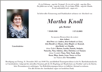 Anzeige von Martha Knoll von MGO