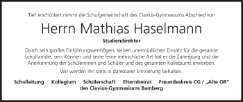 Anzeige von Mathias Haselmann von MGO