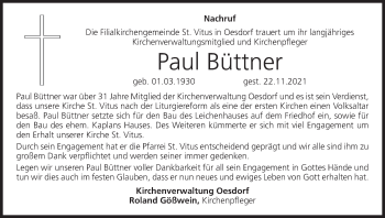 Anzeige von Paul Büttner von MGO