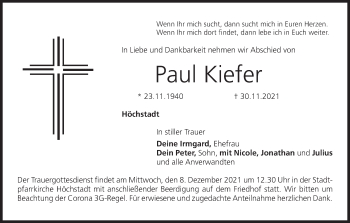 Anzeige von Paul Kiefer von MGO