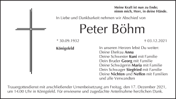 Anzeige von Peter Böhm von MGO