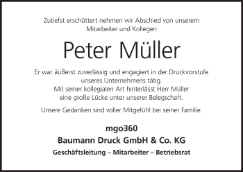 Anzeige von Peter Müller von MGO