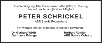 Anzeige von Peter Schrickel von MGO