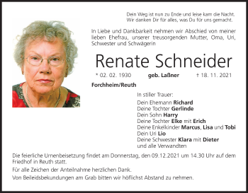 Anzeige von Renate Schneider von MGO