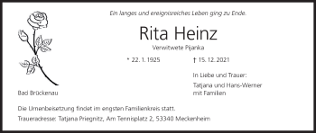 Anzeige von Rita Heinz von MGO
