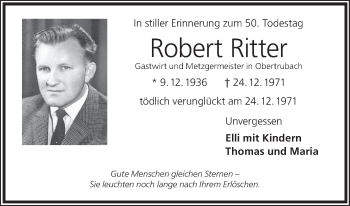 Anzeige von Robert Ritter von MGO
